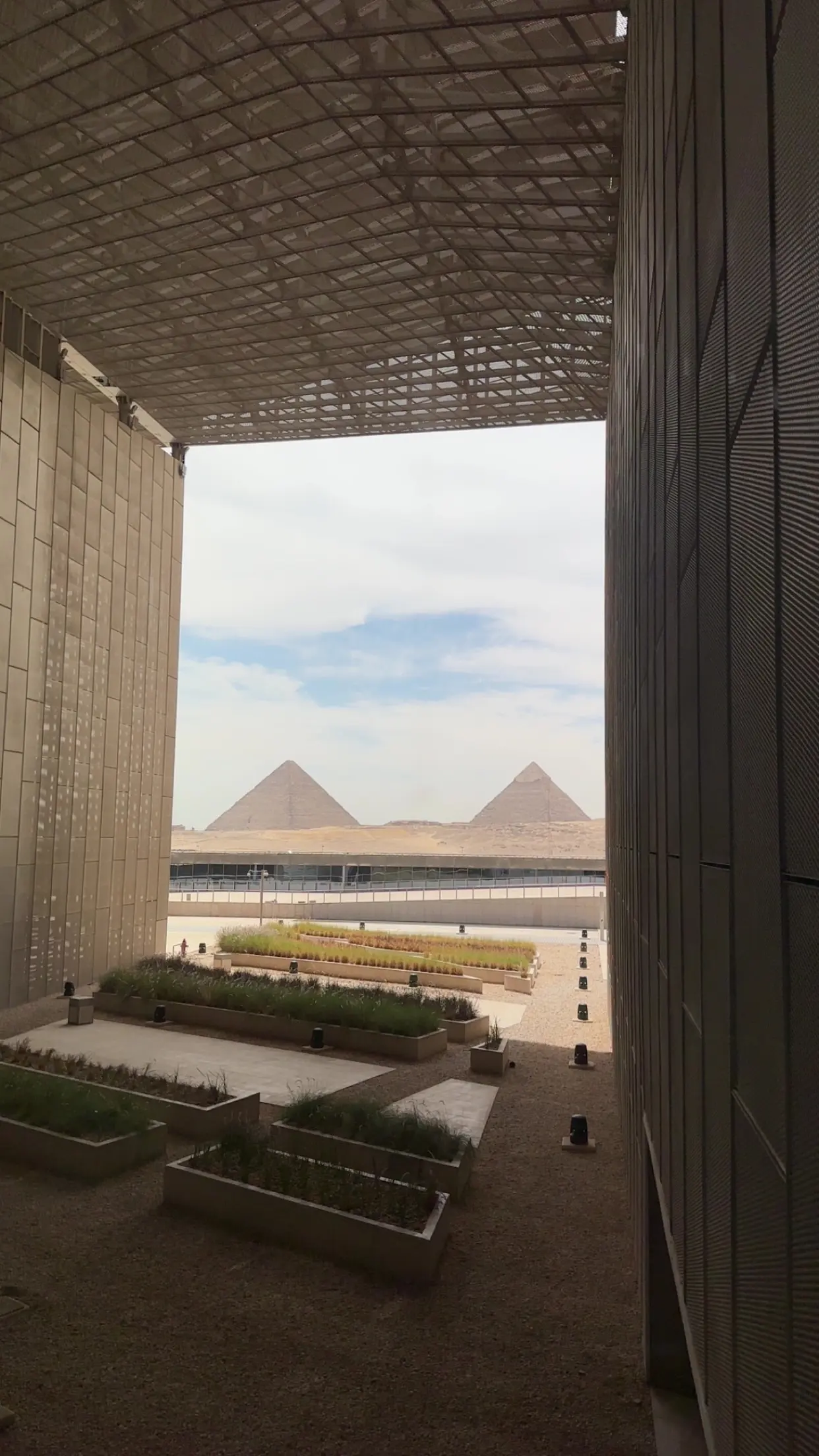 Pyramid view from the Grand Egyptian Museum
